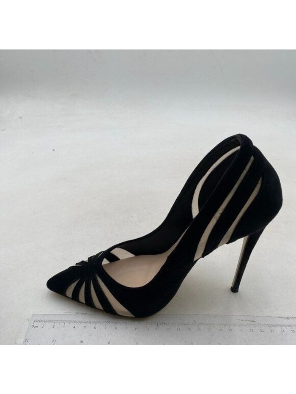FSJ Women Elegant Mesh High Heel Pump Pointed Toe Stiletto Thin Black Shoes Sexy